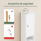 Haotian Narrow Bathroom Storage Cabinet, Tall Slim Cabinet with Adjustable Shelves and Doors, Floor Standing Cupboard for Small Spaces, Bathroom or Laundry Room Organizer, White BZR34-W