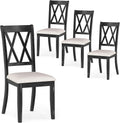 GOFLAME Wooden Dining Chairs Set of 4, Farmhouse Kitchen Chairs with X-Shaped High Backrest and Padded Seat, Armless Side Chairs with Rubber Wood Legs for Dining Room, Living Room, Restaurant