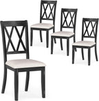 GOFLAME Wooden Dining Chairs Set of 4, Farmhouse Kitchen Chairs with X-Shaped High Backrest and Padded Seat, Armless Side Chairs with Rubber Wood Legs for Dining Room, Living Room, Restaurant