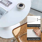 23.4" Tulip Dining Table, White, Perfect for 2-4 People, Mid-Century Modern Style, Round MDF Top with Sturdy Base for Dining Room, Living Room, Cafe