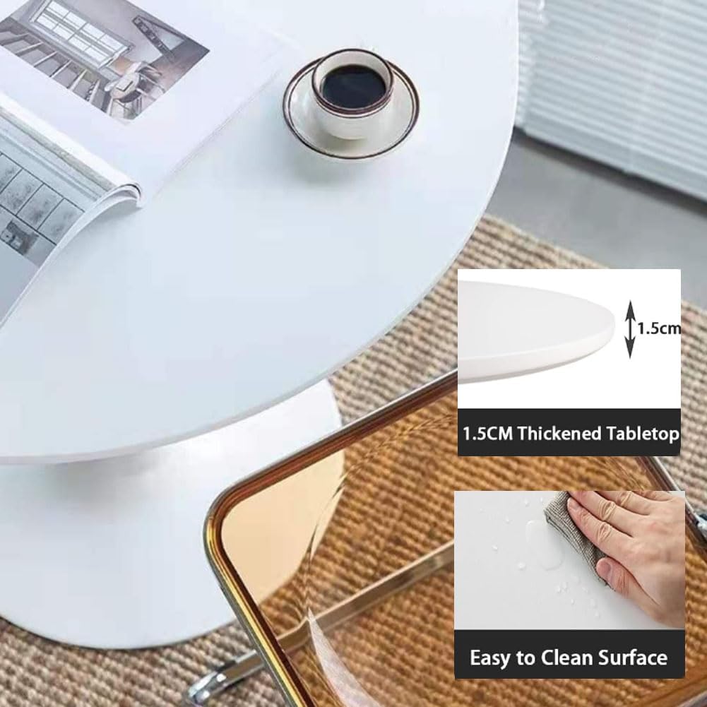23.4" Tulip Dining Table, White, Perfect for 2-4 People, Mid-Century Modern Style, Round MDF Top with Sturdy Base for Dining Room, Living Room, Cafe