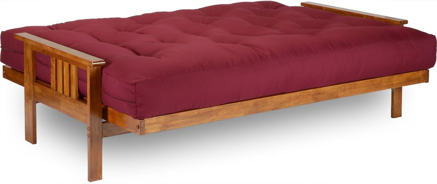 Stanford Futon Frame - Full Size, Solid Wood | Heavy Duty Solid Wood | Transform to 3 Positions - Sofa, Lounger, Bed | Popular Design (Frame Only)