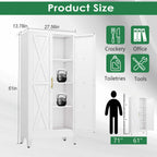 61" Kitchen Pantry Cabinet, Metal Storage Cabinet with 2 Doors and 3 Adjustable Shelves, White Food Pantry Cupboard for Kitchen, Dining Room, Living Room and Bathroom (White)