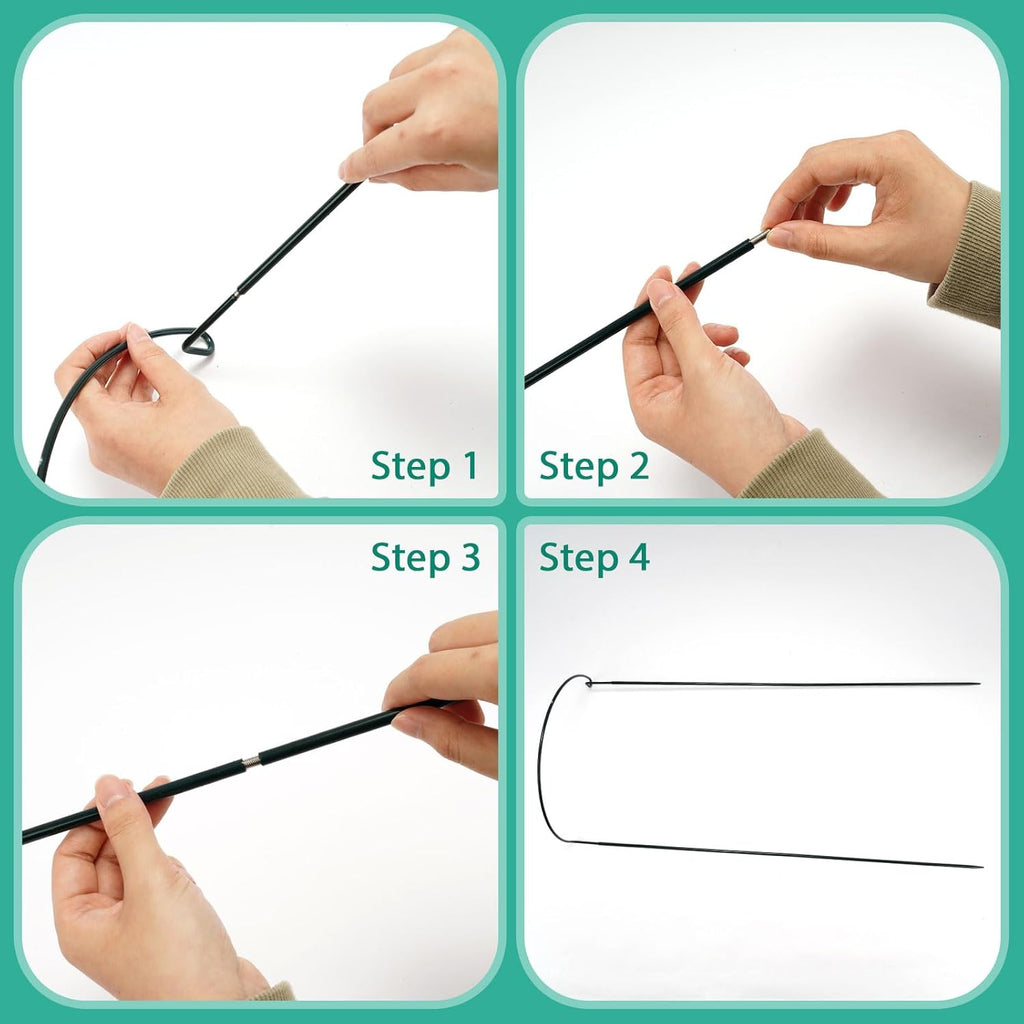 32 inch Plant Support Stakes, 10 Pack Half Round Metal Garden Plant Stake Heavy-Duty Plant Support Ring and Cage with Plant Clip & Twist Tie for Indoor and Outdoor Plants, Vegetable, Flowers