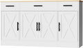 Shintenchi Buffet Cabinet with Storage,53.4" Large Kitchen Storage Cabinet with 3 Drawers and 4 Doors,Wood Farmhouse Buffet Sideboard with Adjustable Shelf for Kitchen Living Room, White