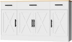 Shintenchi Buffet Cabinet with Storage,53.4" Large Kitchen Storage Cabinet with 3 Drawers and 4 Doors,Wood Farmhouse Buffet Sideboard with Adjustable Shelf for Kitchen Living Room, White