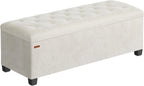 SONGMICS Storage Ottoman Bench, Foot Rest with Legs, Load up to 661.4 lb | End of Bed Bench, Storage Chest, 43.3 x 15.8 x 15.8 Inches, Cream White and Ink Black, MELISA Collection ULSF089W01