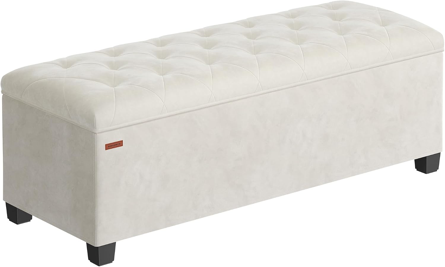 SONGMICS Storage Ottoman Bench, Foot Rest with Legs, Load up to 661.4 lb | End of Bed Bench, Storage Chest, 43.3 x 15.8 x 15.8 Inches, Cream White and Ink Black, MELISA Collection ULSF089W01