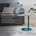Pemberly Row Modern Metal End Table, 20 in H x 19.75 in W, C-Shaped Space-Saving Design, Green Powder Coat Finish, Durable Steel Construction, Compact Accent Table for Living Room or Small Spaces