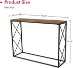 DDK 40" Narrow Console Table, Thin Sofa Side Entryway Table with X-Shaped Metal Frame, Rustic Wood Entry Way Display Table for Hallway, Living Room, Small Spaces
