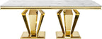 Modern Dining Table 66.9" Dining Room Table with Shiny Gold Stainless Steel Legs & Marble Grain Top for Kitchen,Dining Room,Rectangular
