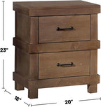 Nightstand with 2 Drawers in Antique Oak Finish,for Small Spaces