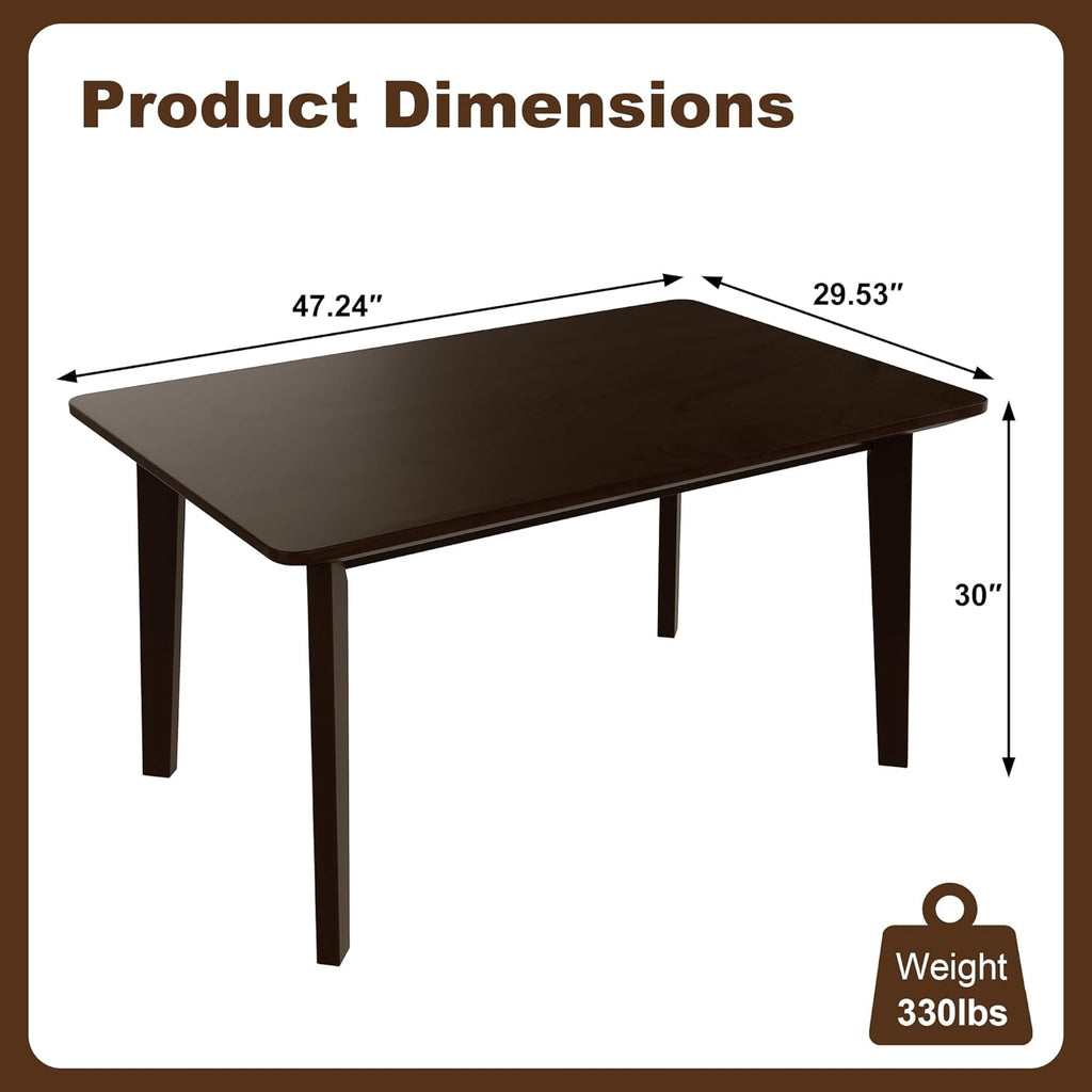 Merax Merax Farmhouse 47" Rectangular Dining Table, Solid Wood Kitchen Table Fits up to 4,Space Saving, Easy Assemble Espresso
