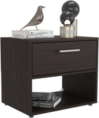 Modern Fluted Nightstand 4 Legs, Farmhouse End Table with Open Space and Drawer Dresser,for Small Spaces
