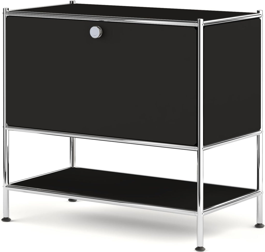 Metal Nightstand, Mid-Century Modern Bookshelf, Flap Door 27.5 | Sleek Modern Design,Space-Saving, Cube Storage Organizer, Bedside Table, Entryway Console for Home, Office, or Foyer