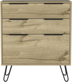Hairpin Leg Storage, Three Drawer, Premium Panel - Light Oak,for Small Spaces