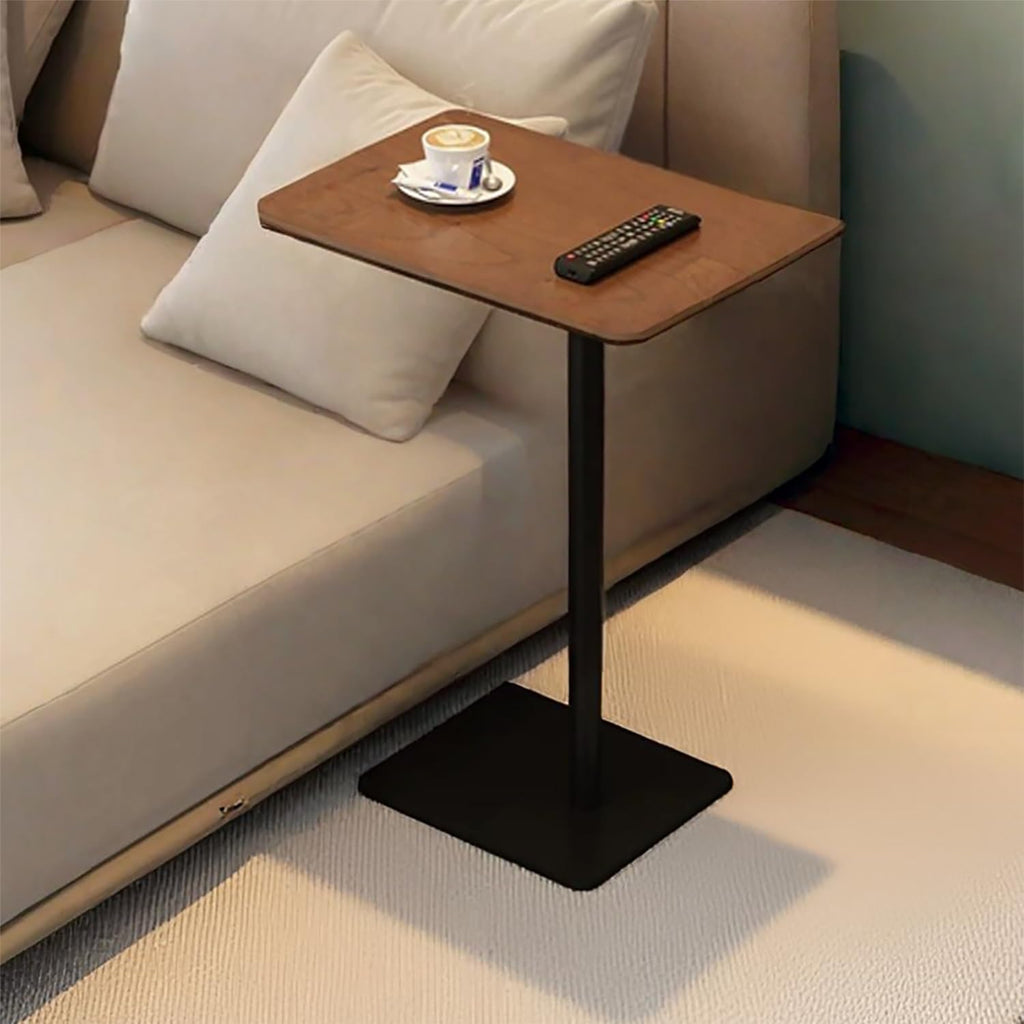 C Shaped End Table, Solid Wood Side Table, 26 Inch High Sofa Tables for Couch for Living Room, Bedroom, Small Space Small Snack C Tables (Rectangle)