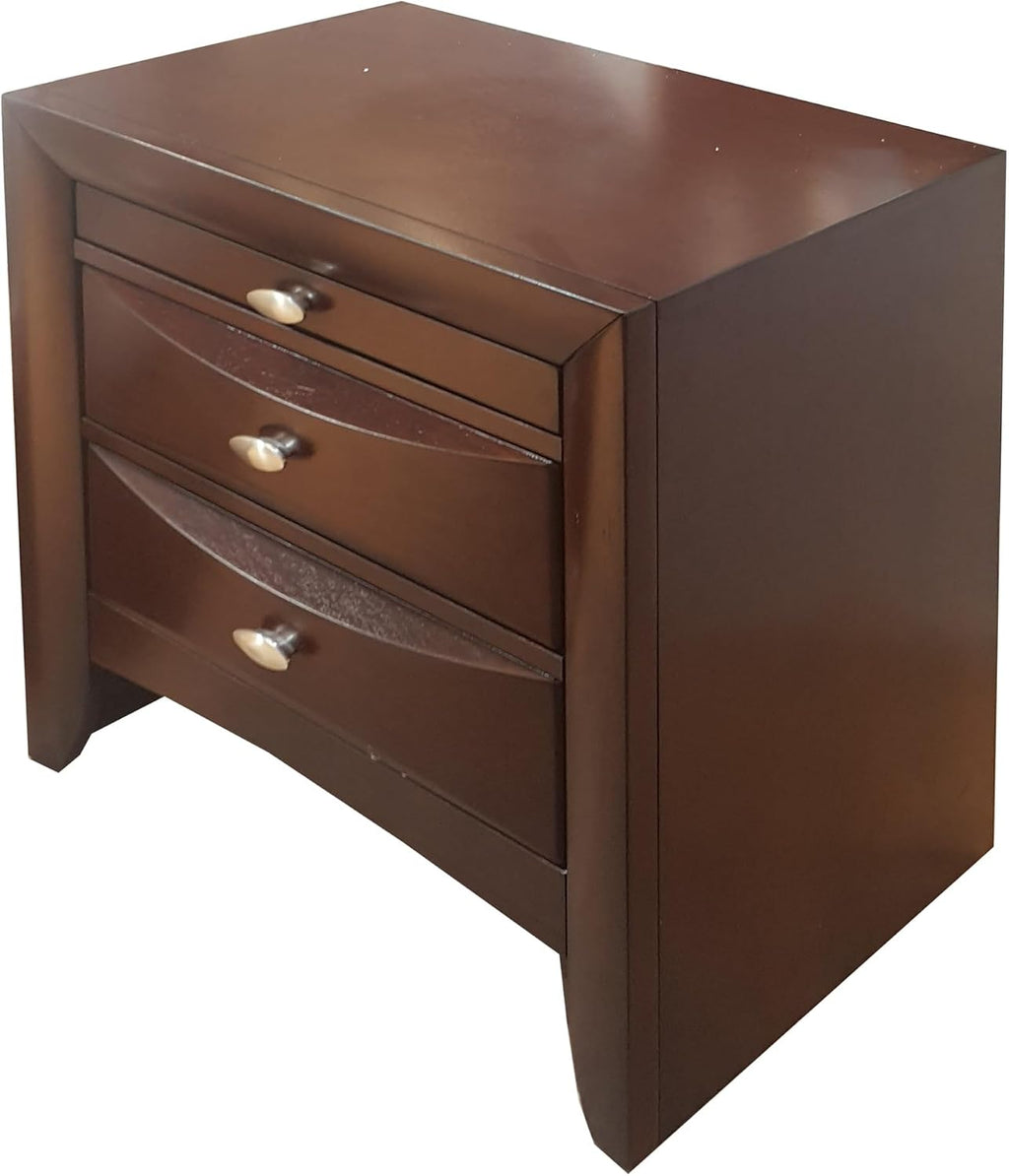 Espresso Finish Nightstand, Modern Traditional Style 1pc Nightstand of 2 Drawers,for Small Spaces