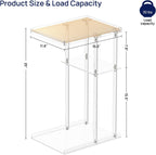 HMYHUM Acrylic C-Shaped End Table, 3-Tier Clear Side Table for Couch, Living Room, Bedroom, Small Spaces, 15.5''L x 11.6''W x 25''H, Woven Rattan Interlayer