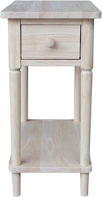 International Concepts Solid Wood Narrow Side Table Unfinished