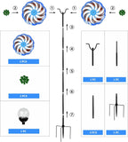 Wind Spinners Outdoor Clearance for Yard and Garden Metal Wind Spinners Outdoor 75 in Kinetic Art with Solar Powered Multi-Color Glass Ball Light for Backyard Lawn Decorations