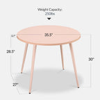 Best Choice Products Round 35.5in Dining Table for 4 w/Sturdy Wood Finish Steel Legs, Mid Century Modern, Space-Saving, Small Space Circle Dinette for Home, Kitchen, Apartment - Pink