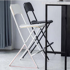 25in/29in Folding Breakfast Bar Stool, Modern Foldable Wooden Seat Tall Chair with Back and Footrest, Collapsible Counter Height Stool for Dining Room Kitchen Balcony Living Room ( Color : White , Siz