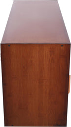 Xuthusman 2 Tier Small Kitchen Pantry Cabinet,31.5in Wall Sideboard with Glass Doors Bamboo Cupboard Food Pantry Cabinet Adjustable Shelves Countertop Storage for Kitchen Dining Room (Walnut)