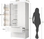 Gizoon 71" Tall Kitchen Pantry Cabinet with Drawers for Dining Room, Food Pantry Storage Cabinet with 8 Doors Shelves for Snack and Spice, Large Craft Storage Cabinet for Craft Room, White, Painted