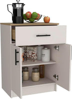 Multistorage Pantry Cabinet, One Drawer, Two Interior Shelves Ivory - Natural Oak