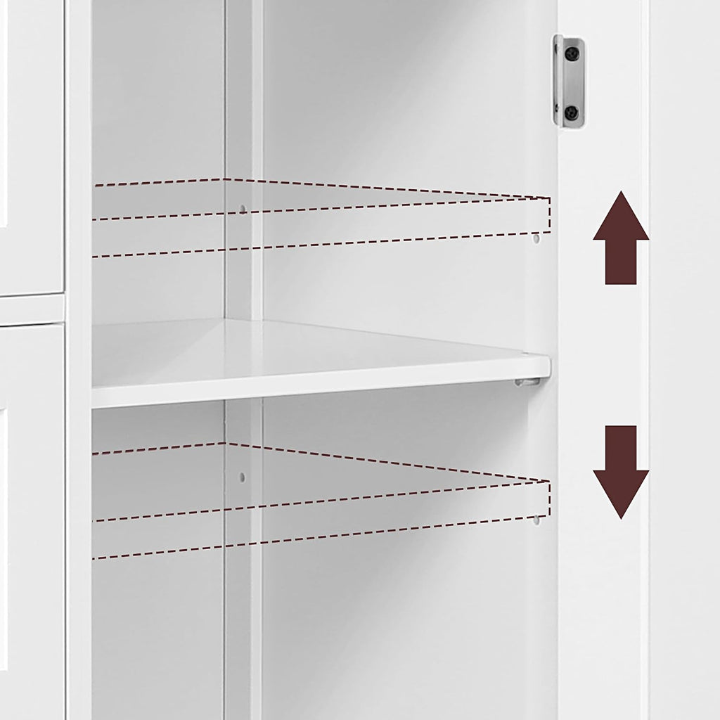 Yaheetech Small Bathroom Storage Cabinet with 4 Drawers & Door, White | Floor Cabinet Organizer for Hallway, Living Room, 3-Position Adjustable Shelf, Beadboard Detail, MDF, 12"D x 22"W x 32.5"H