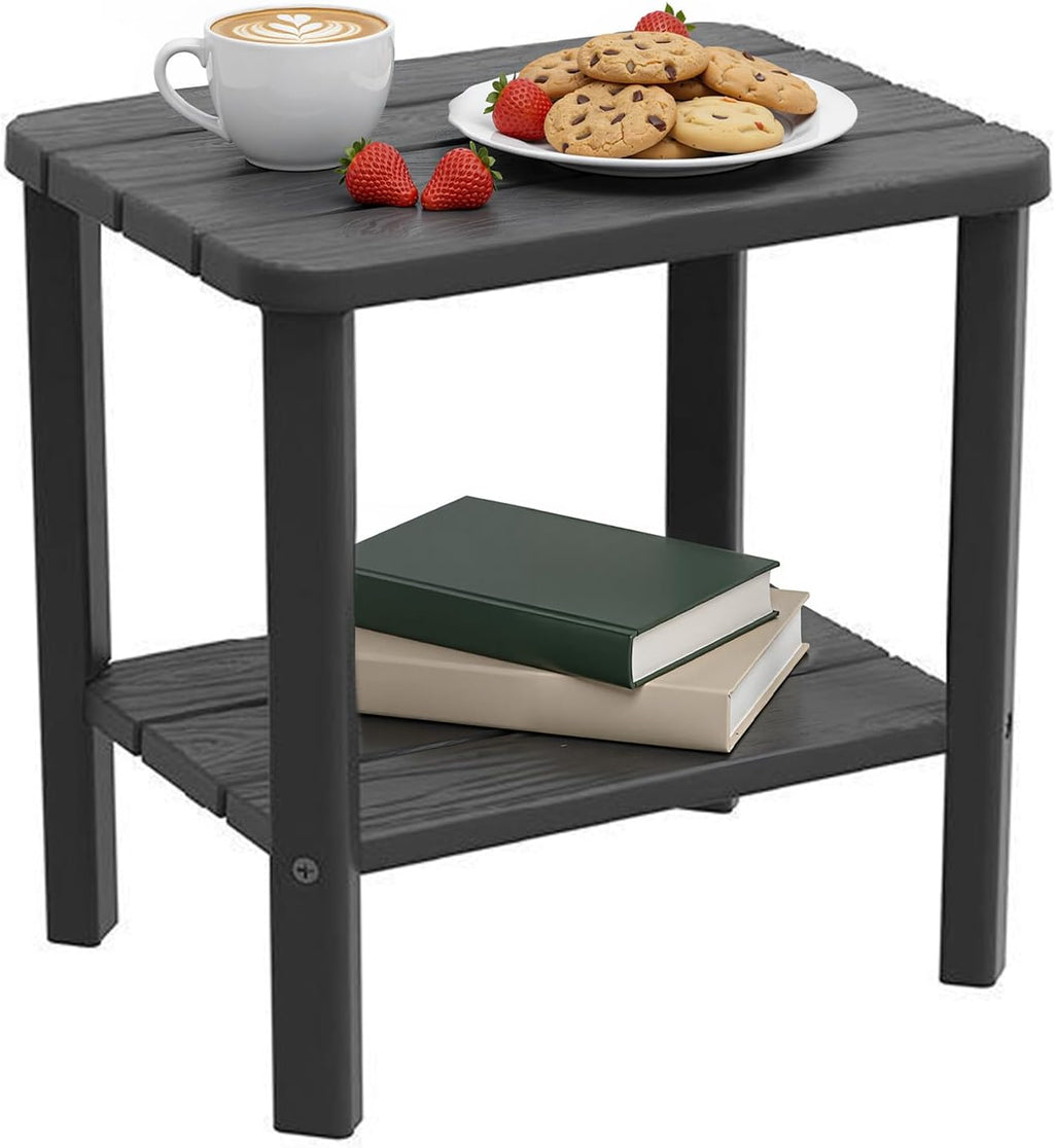 PatioZen Coffee Table Small Outdoor Side Table Weather-Resistant & Easy Assemblyr Patio Furniture,Resin Porch Table for Porch, Balcony, Indoor & Outdoor Use(Black)