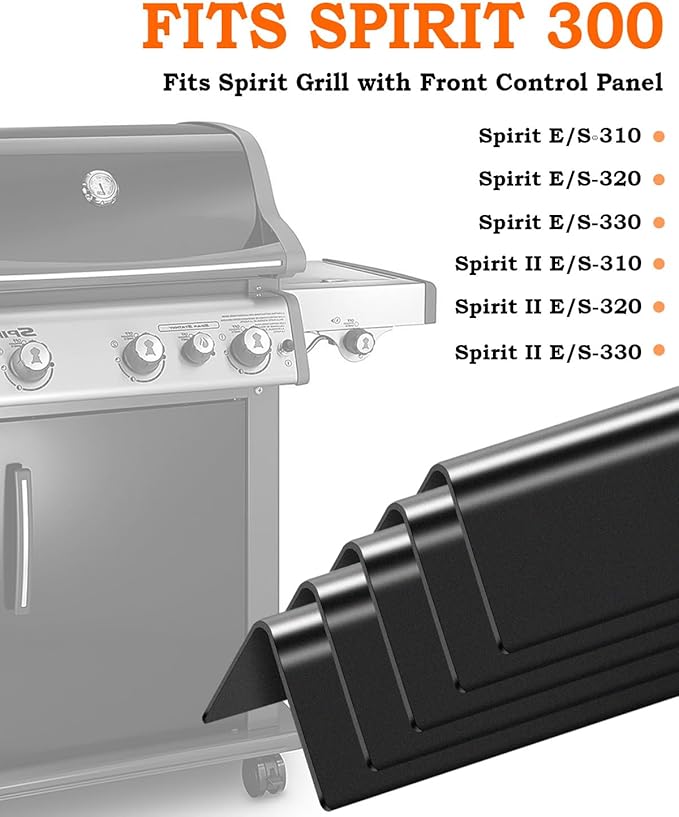 7636 Flavorizer Bars 15.3 inch for Weber Spirit Grill Parts Spirit 300 & GS4 Spirit II 300 315 320 330 S310 E310 Grill Parts with Front Control, 5 Pcs Flavor Bars Heat Plates for Weber 67046