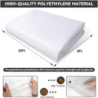 8x25 Ft Clear Greenhouse Film Plastic Sheeting, Greenhouse Polyethylene Plastic Film 6 mil Thickness Replacement Cover, UV Resistant, Plant Covers Freeze Protection for Windproof Frost& Dust Proof