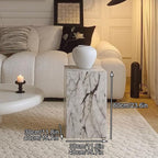 Cube Side Table, Floor-Standing End Table, Imitation Marble Texture Coffee Table, Acrylic Pedestal Stand Couch Table, Modern Display Stand for Sofa, Living Room, Entrance(30cm(11.8in))