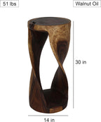 Haussmann End Table Round Twist 14 in Dia x 30 in H Walnut