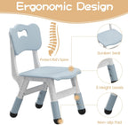 Takywep Kids Table & 2 Chairs Set, 23.6" Adjustable Desk, Anti-Slip, Grey | Rounded Edges, Multi Height Adjustment, Composite Wood Top, Anti-Slip Leg Pads