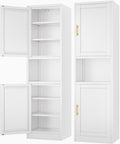 Ckzbx Tall Narrow Storage Cabinet 66.93" H Tall Bathroom Cabinets Metal Pantry Cabinet, 4 Adjustable Shelves for Kitchen, Home Office, Living Room, Dinning Room (16 inches Wide White)