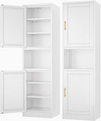 Ckzbx Tall Narrow Storage Cabinet 66.93" H Tall Bathroom Cabinets Metal Pantry Cabinet, 4 Adjustable Shelves for Kitchen, Home Office, Living Room, Dinning Room (16 inches Wide White)