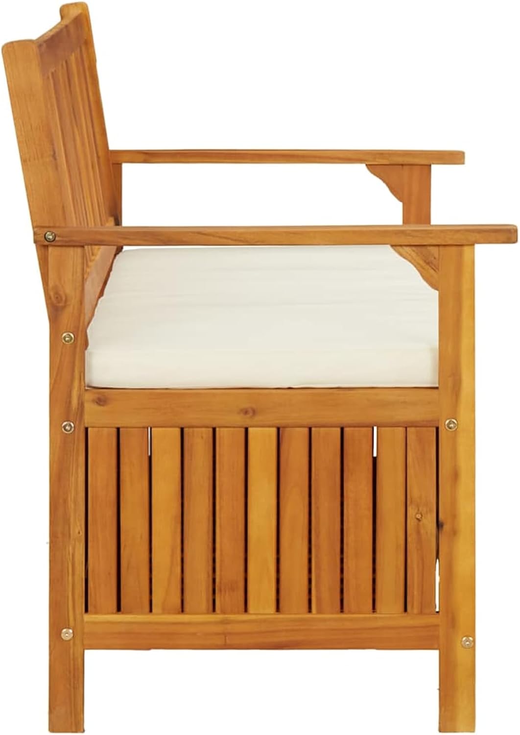 Gecheer Storage Bench Rustic Solid Acacia Wood 120x63x84 cm for Garden Outdoor Patio