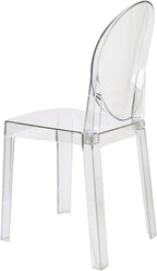 2xhome Ghost Dining Chair with Oval Back | Transparent Acrylic Accent Side Chair for Kitchen, Living Room, Vanity, or Event Seating | Non Stackable (Set of 2, Clear)