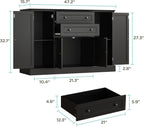 Farmhouse 47" Buffet Cabinet with Storage,Large Sideboard Buffet with Drawers and Adjustable Shelves, Rusitc Coffee Bar Cabinet for Kitchen, Black
