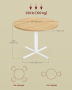 VASAGLE Dining Table, Small Round Kitchen Table for 4 People, 31.5 x 29.4 Inches, for Dining Room, Living Room, Farmhouse, Water-Resistant, Oka Beige UKDT082Y02