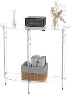 Acrylic Console Table, Half Moon, Entryway Table, Narrow Side Table, End Table, Sofa Table, 31.5L x 11.8W x 31.8H inch Thickened 0.59 inch