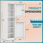 Eltean 67" Tall Narrow Storage Cabinet,Bathroom Cabinets | Narrow Pantry Cabinet with 3 Adjustable Shelves,Reversible Doors Opening,Kitchen Cupboard for Pantry,White (15.7" W)