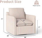 INZOY Swivel Accent Chair with Thick Padded Backrest Cushion, Swivel Reading Chair for Living Room Bedroom Small Spaces, Brown