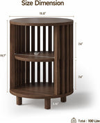 Round End Table Set of 2,Wood Side Tables for Living Room,Walnut
