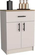 DEPOT E-SHOP 24" Barbados Pantry Organizer Cabinet with One Drawer, Two Interior Shelves, and Two Doors, Ivory/Natural Oak, Kitchen – Tall Kitchen Storage & Pantry Organization