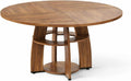 Jojoka 47 Inch Round Dining Table for 4-6 People, Wooden Kitchen Table with Sturdy Pedestal Base, Small Dining Table, Round Table for Dining Room & Living Room, Easy Assembly – Walnut Brown