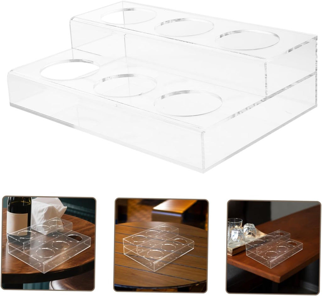 Garneck Acrylic Syrup Holder Multi Functional Wine Rack for Kitchen Coffee Bar Slot Organizer for Seasoning Bottles Coffee Syrup Stable Elegant Design